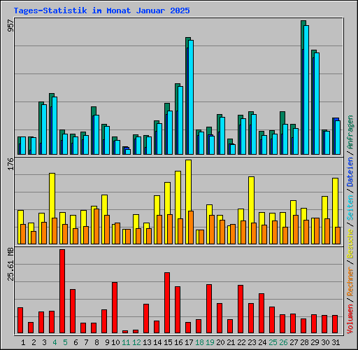 Tages-Statistik im Monat Januar 2025